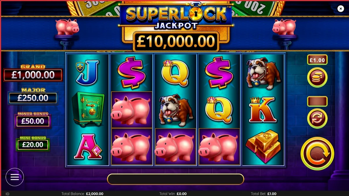 Tampilan visual mewah slot Piggy Bankin Super Lock dengan tema brankas emas